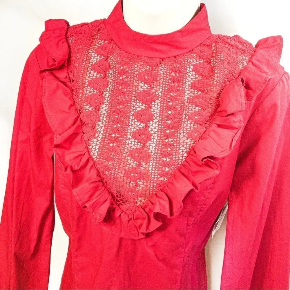 NWT Free People Red Ruffle Dress Sz XS